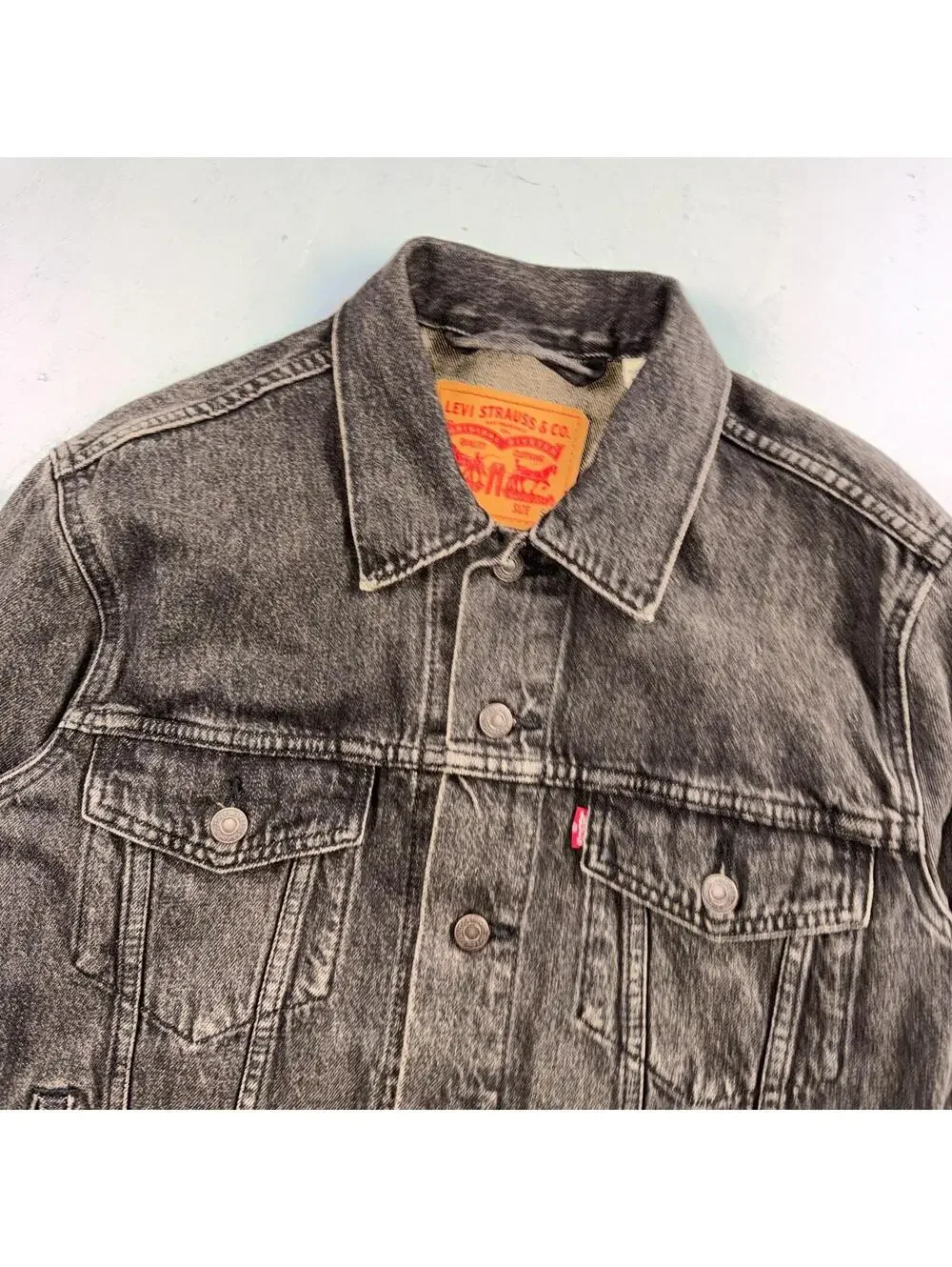 Levis Button Front Cotton Denim Trucker Jean Jacket Black Type 3 VTG Style Y2K